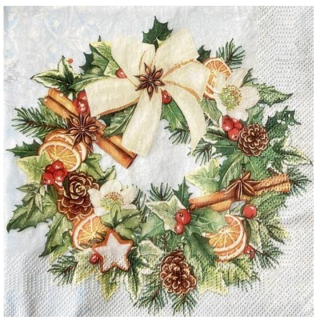 Salveta za dekupaž Christmas Wreath - 1 kom