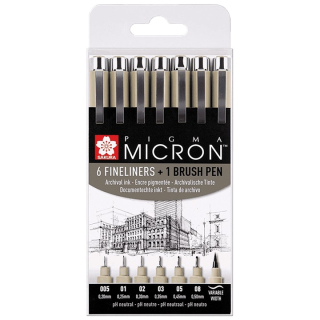 Set flomastera za tehničko crtanje SAKURA Pigma Micron brush pen - 7 dijelni