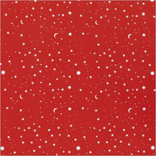 Ukrasni papir | tamnocrveni Stars and moons 50 cm x 5 m