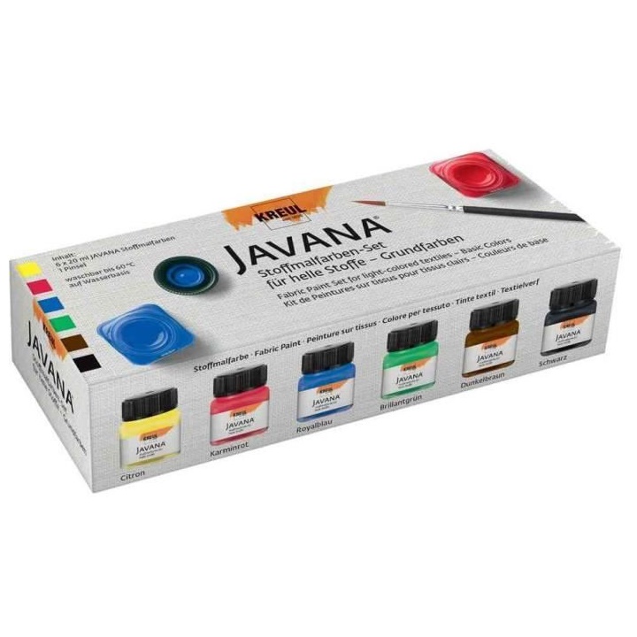 Set boja za svijetli tekstil JAVANA Basic Colors 6x20 ml