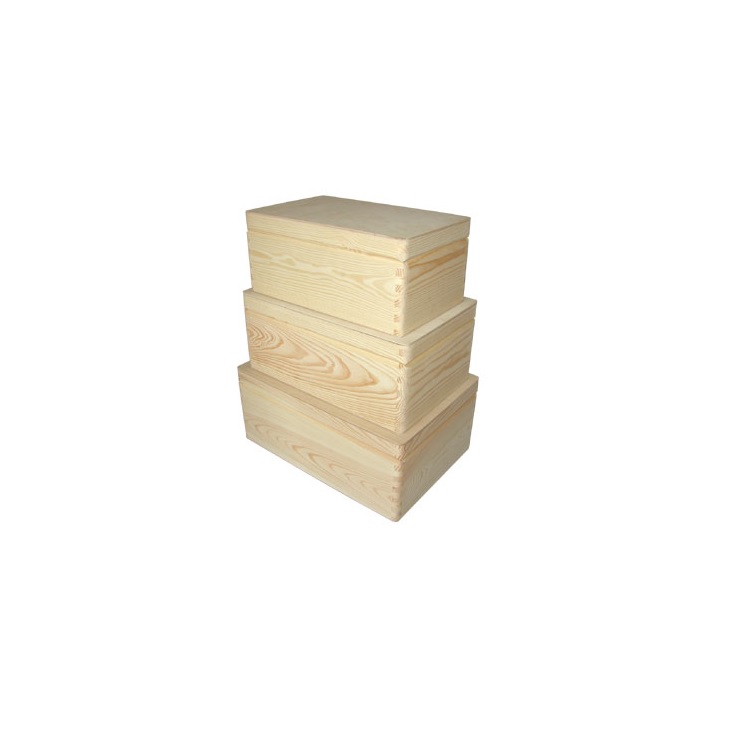 Set drvenih kutija sa poklopcem za dekoriranje - 3 kom 